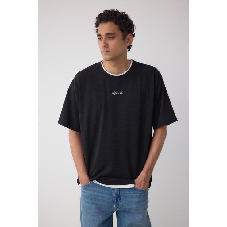 ◆boohoo◆ フェイクレイヤー ウォッシュド Tシャツ / blue フェイクレイヤードジャガードTシャツ[品番：AZLW0023247]｜AZUL