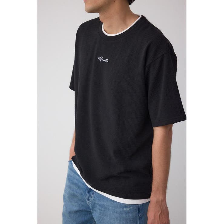 BLK | フェイクレイヤードジャガードTシャツ | AZUL BY MOUSSY