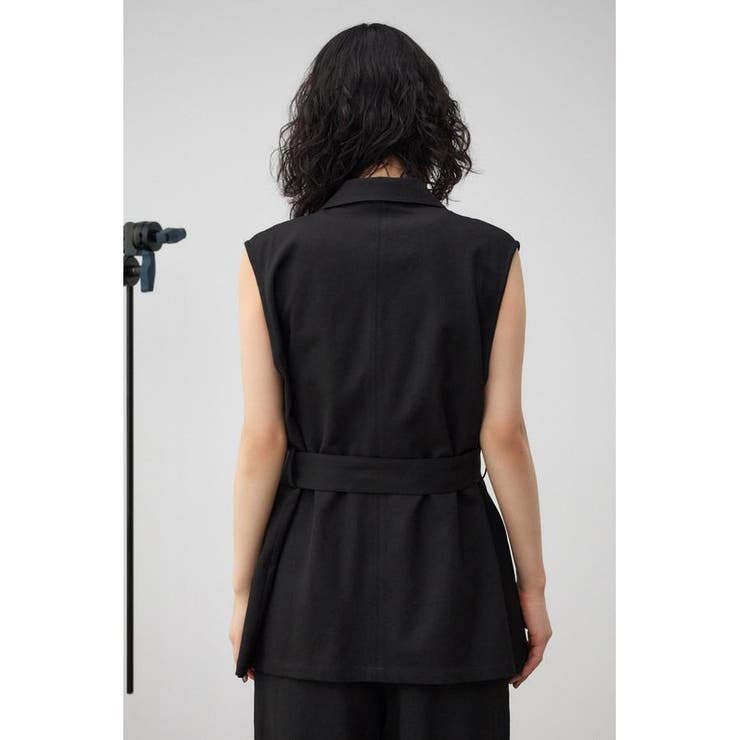 ブラックシンプルジレ　ハンドメイド リネンライクジレ[品番：AZLW0022072]｜AZUL BY MOUSSY
