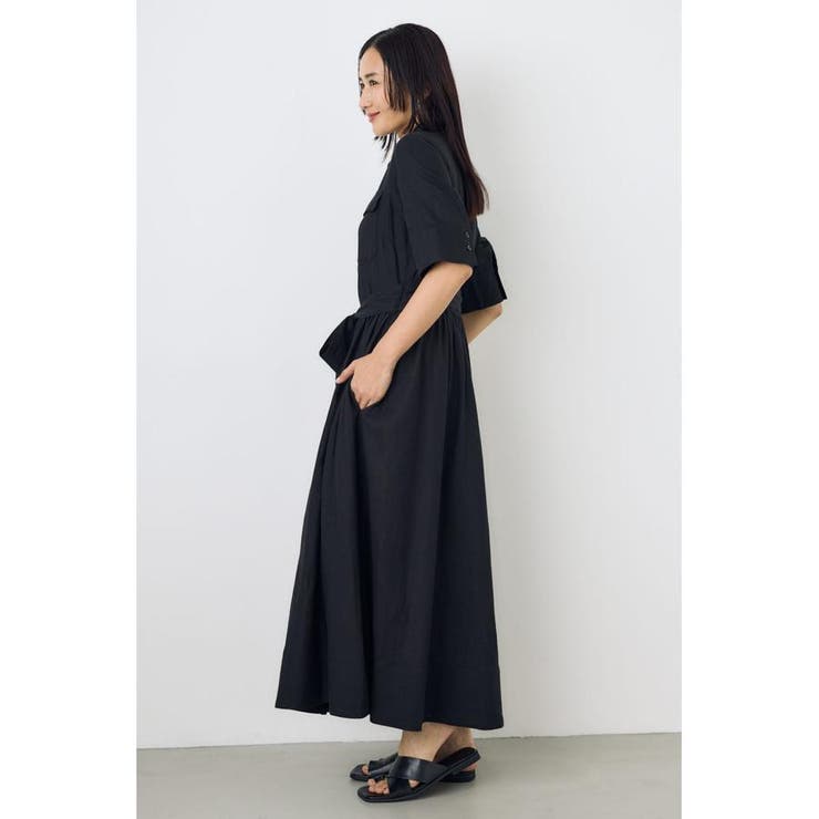 リネンベルテッドフレアボタンワンピース | AZUL BY MOUSSY | 詳細画像3 