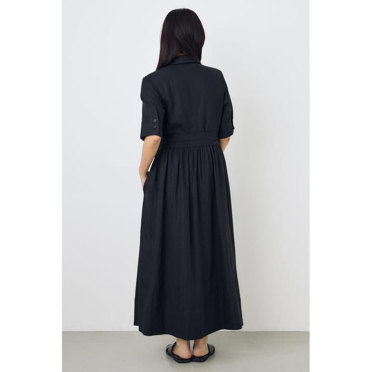 リネンベルテッドフレアボタンワンピース | AZUL BY MOUSSY | 詳細画像4 