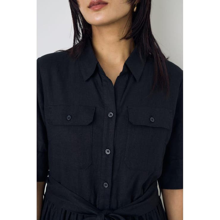 リネンベルテッドフレアボタンワンピース | AZUL BY MOUSSY | 詳細画像5 