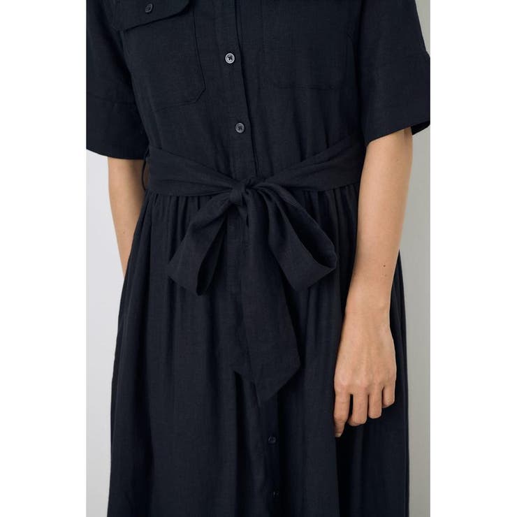 リネンベルテッドフレアボタンワンピース | AZUL BY MOUSSY | 詳細画像8 