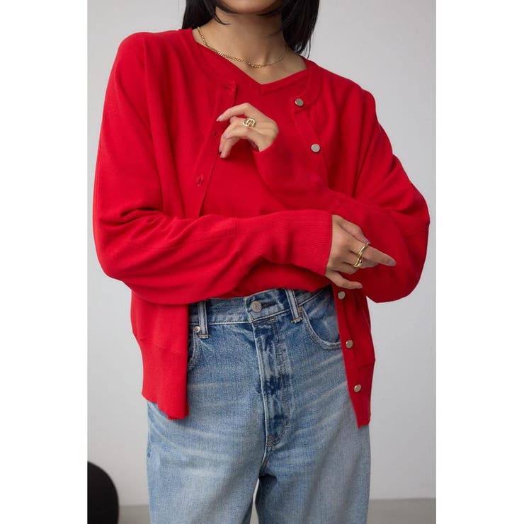 RED | 格上げ ドルマンニットカーディガン | AZUL BY MOUSSY