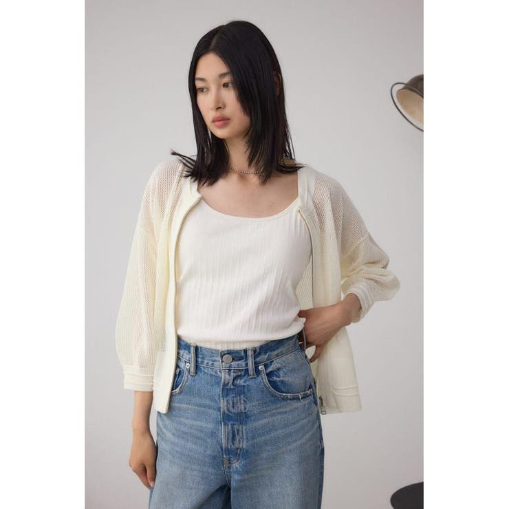Wジップメッシュニットカーディガン | AZUL BY MOUSSY | 詳細画像3 