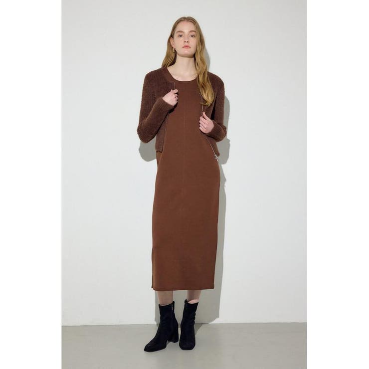Wジップシャギーカーデセットニットワンピース | AZUL BY MOUSSY | 詳細画像16 