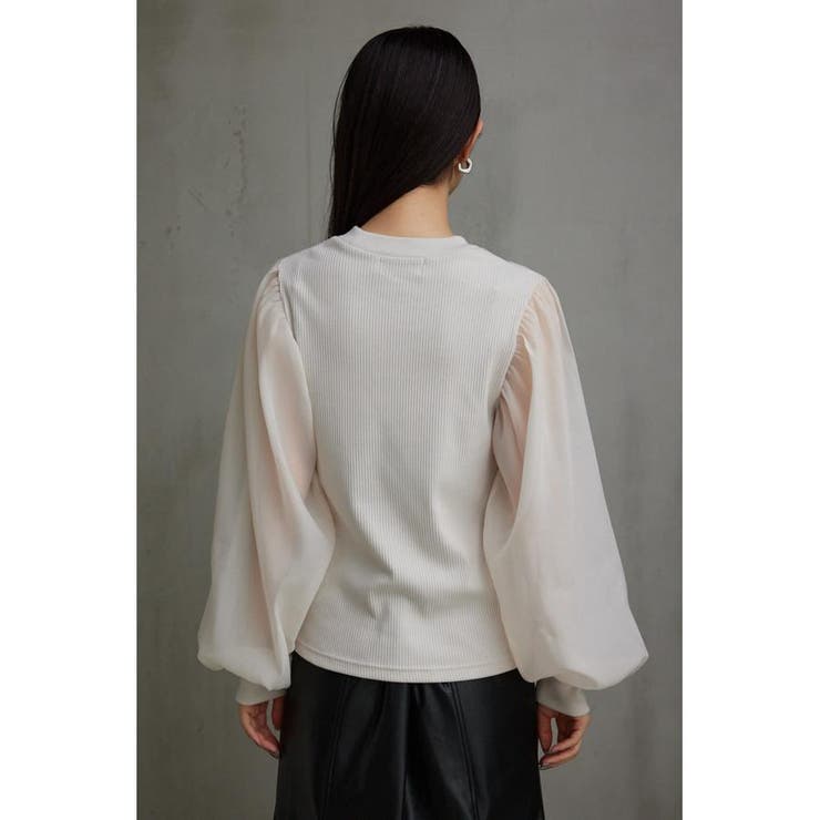 袖シアー袖リブトップス | AZUL BY MOUSSY | 詳細画像7 