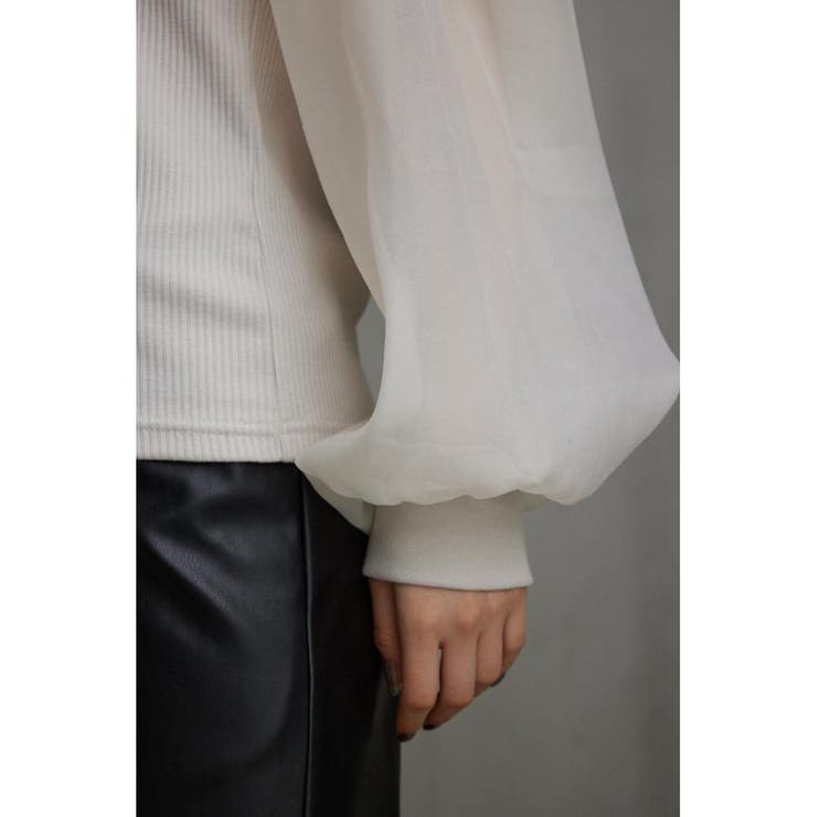 袖シアー袖リブトップス | AZUL BY MOUSSY | 詳細画像10 