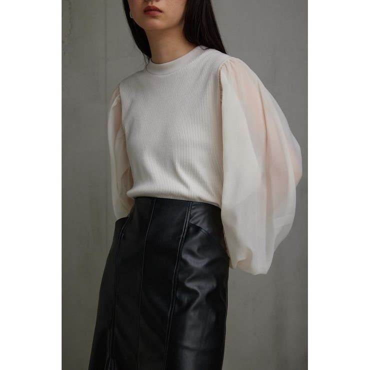 IVOY3 | 袖シアー袖リブトップス | AZUL BY MOUSSY