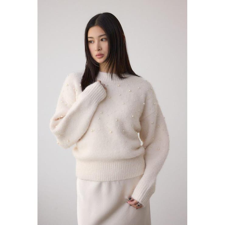 パールビジューニットトップス | AZUL BY MOUSSY | 詳細画像1 