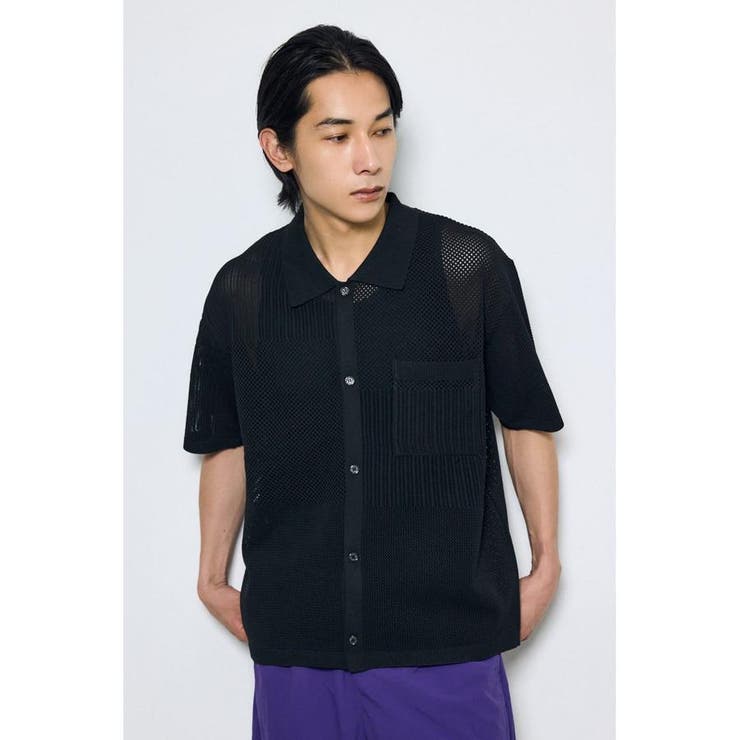 編地切替ニットシャツ | AZUL BY MOUSSY | 詳細画像12 