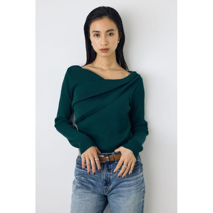 GRN | ドレープ長袖ニットトップス | AZUL BY MOUSSY