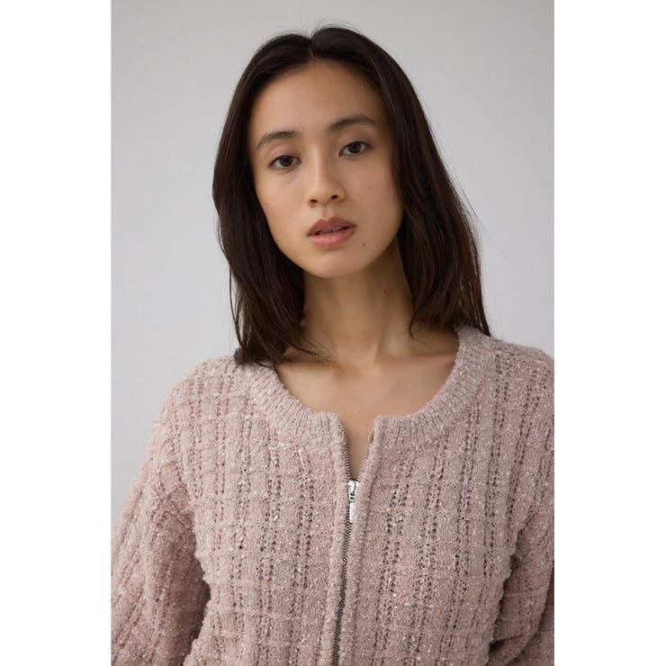 Wジップ5分袖ツイードニット | AZUL BY MOUSSY | 詳細画像12 
