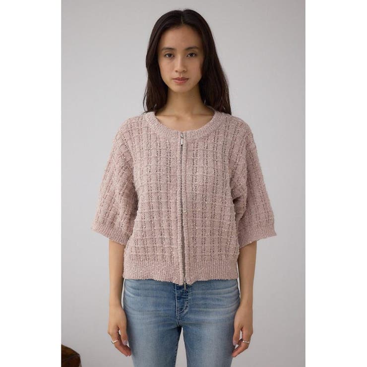 Wジップ5分袖ツイードニット | AZUL BY MOUSSY | 詳細画像15 