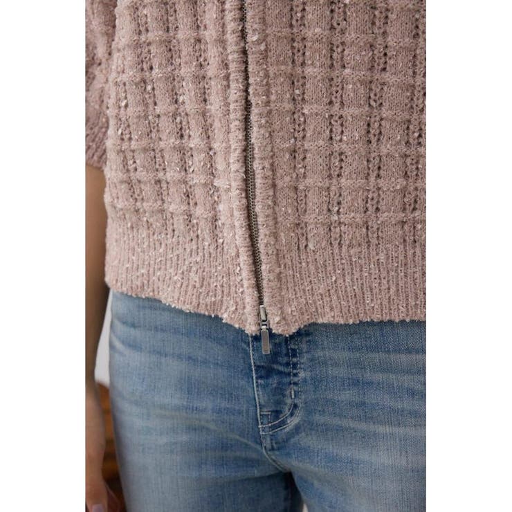 Wジップ5分袖ツイードニット | AZUL BY MOUSSY | 詳細画像20 