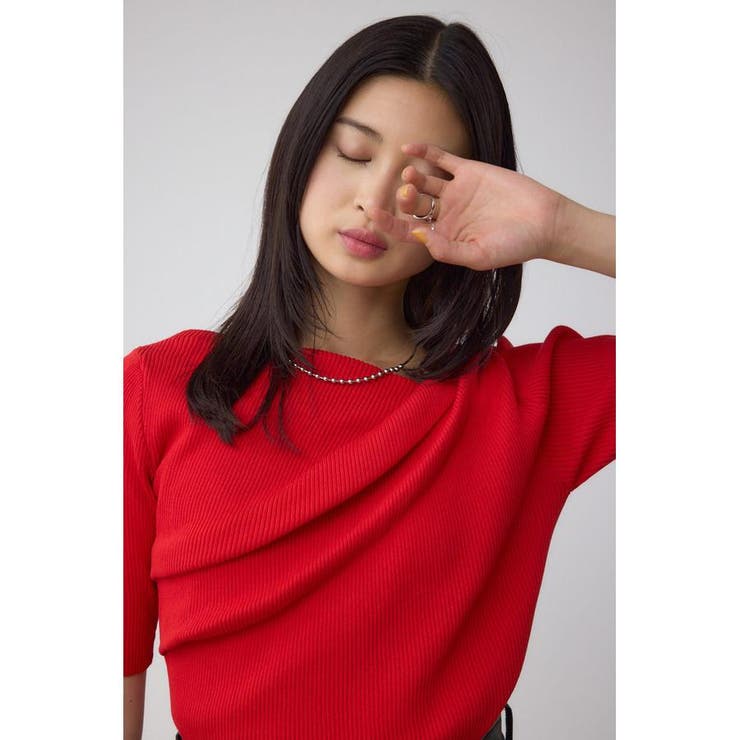ドレープデザイン5分袖リブニット | AZUL BY MOUSSY | 詳細画像31 