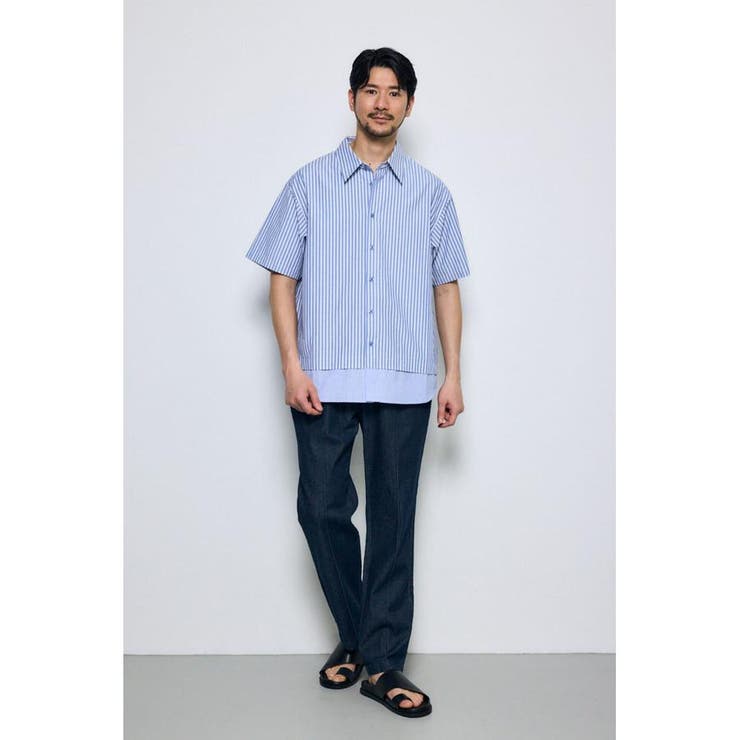 フェイクレーヤードストライプシャツ | AZUL BY MOUSSY | 詳細画像4 