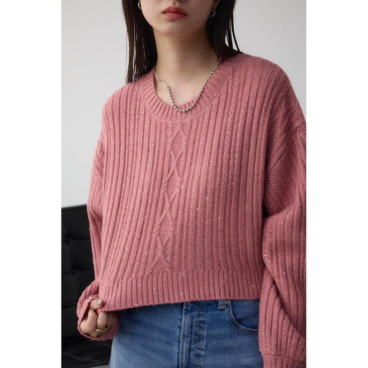 PNK | スパンコールニットトップス | AZUL BY MOUSSY