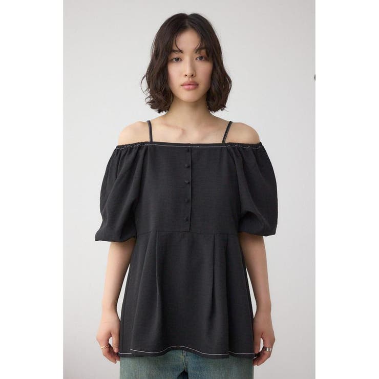 2WAYパフスリーブ配色ペプラムブラウス | AZUL BY MOUSSY | 詳細画像25 