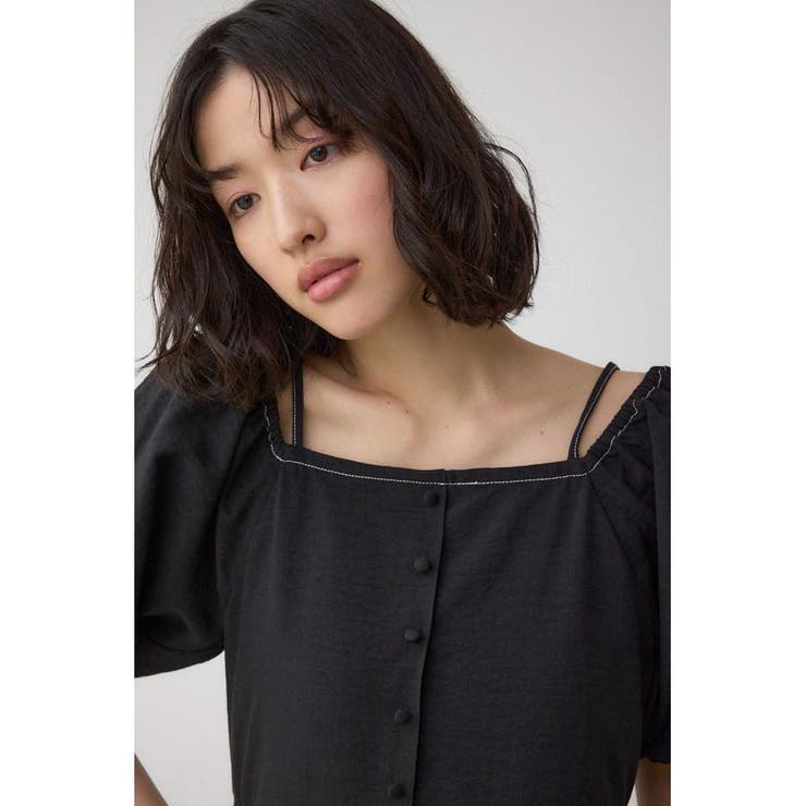 2WAYパフスリーブ配色ペプラムブラウス | AZUL BY MOUSSY | 詳細画像15 