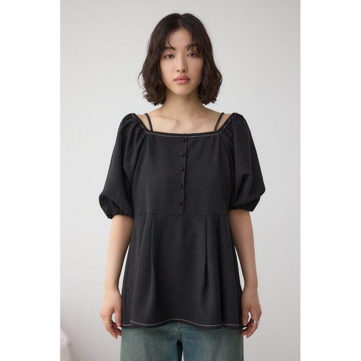 2WAYパフスリーブ配色ペプラムブラウス | AZUL BY MOUSSY | 詳細画像18 