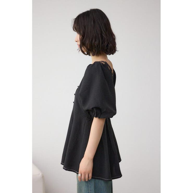 2WAYパフスリーブ配色ペプラムブラウス | AZUL BY MOUSSY | 詳細画像19 
