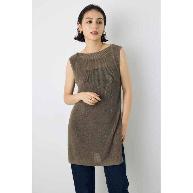 リネンライク畔編みノースリーブニットトップス | AZUL BY MOUSSY | 詳細画像34 
