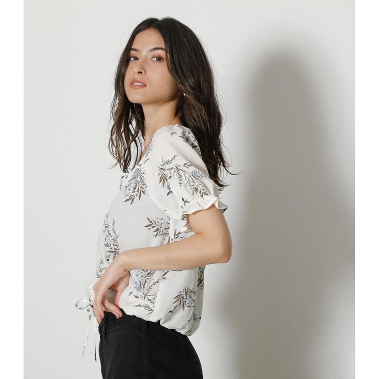 MOUSSY GATHER FLOWER ブラウス ホワイト 正規品 MOUSSY（マウジー）の「GATHER FLOWER ブラウス（シャツ