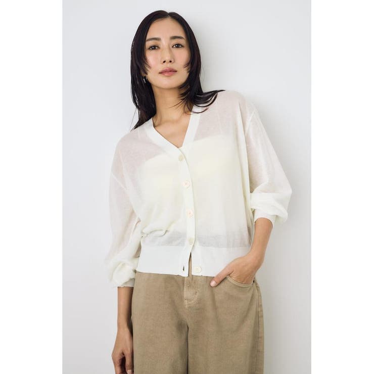 O/WHT1 | シアーニットカーディガン | AZUL BY MOUSSY