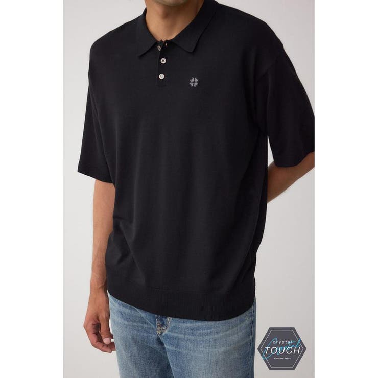 BLK | C/Tワンポイントニットポロシャツ | AZUL BY MOUSSY