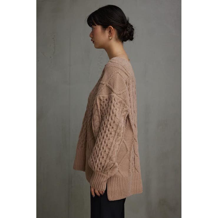 【売れました】Azulbymoussy(アズールバイマウジー)ざっくりニット スポンディッシュケーブルニット（ニット/セーター）｜AZUL BY