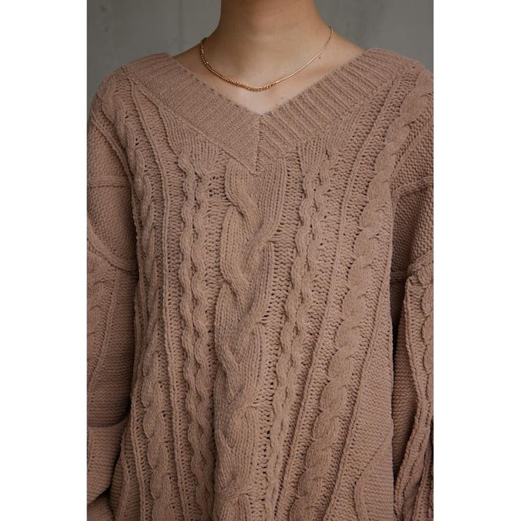 シェニールケーブルVネックニットトップス | AZUL BY MOUSSY | 詳細画像28 