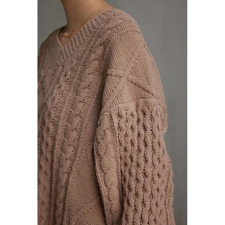 シェニールケーブルVネックニットトップス | AZUL BY MOUSSY | 詳細画像29 