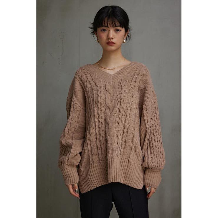 シェニールケーブルVネックニットトップス | AZUL BY MOUSSY | 詳細画像25 