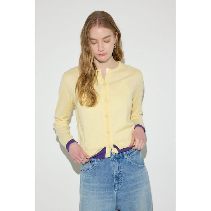 L/YEL1 | カシミヤミックスレイヤードニットカーディガン | AZUL BY MOUSSY