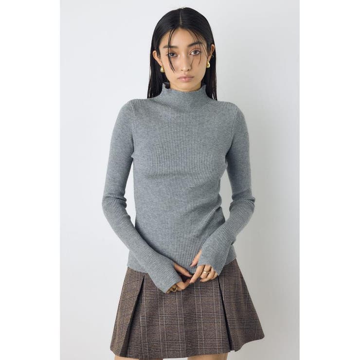 T.GRY | サムホールリブハイネックニット | AZUL BY MOUSSY