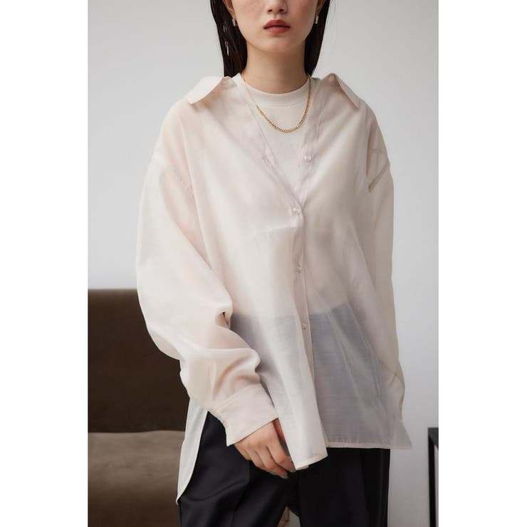 L/BEG1 | インナーSETオフショルダーシアーシャツ | AZUL BY MOUSSY