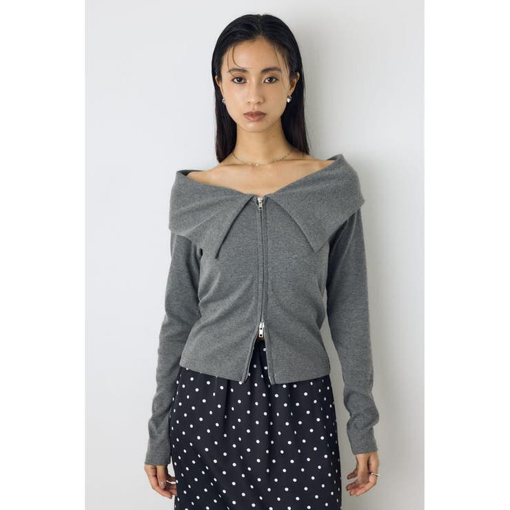 D/T.GRY3 | ダブルジップオフショル長袖トップス | AZUL BY MOUSSY