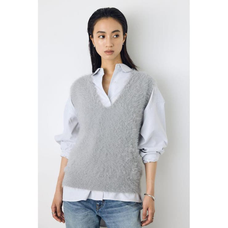 GRY | シャギーニットベスト | AZUL BY MOUSSY
