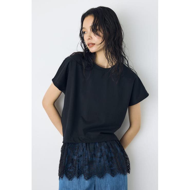 BLK | 裾レースドッキングトップス | AZUL BY MOUSSY