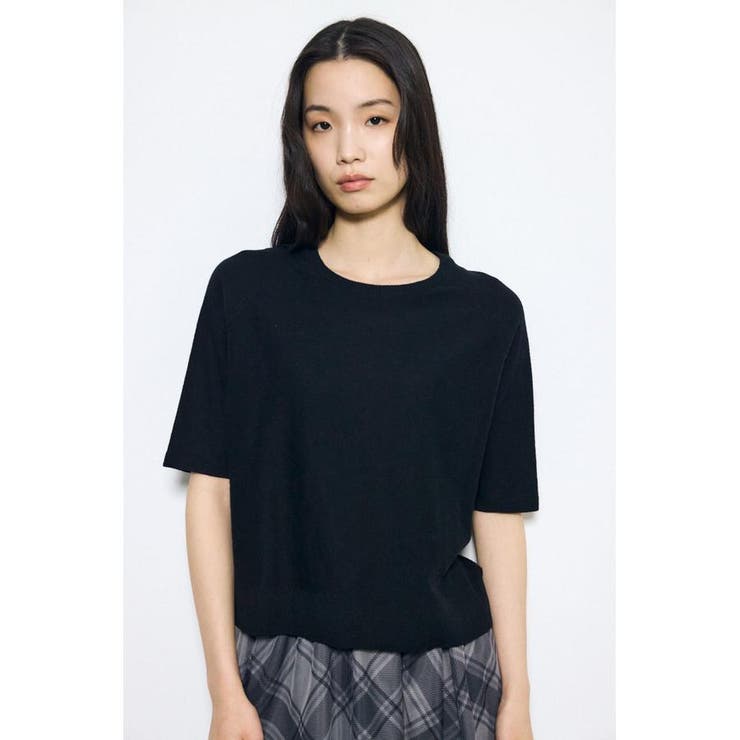 BLK | カシミヤミックスハーフスリーブニット | AZUL BY MOUSSY