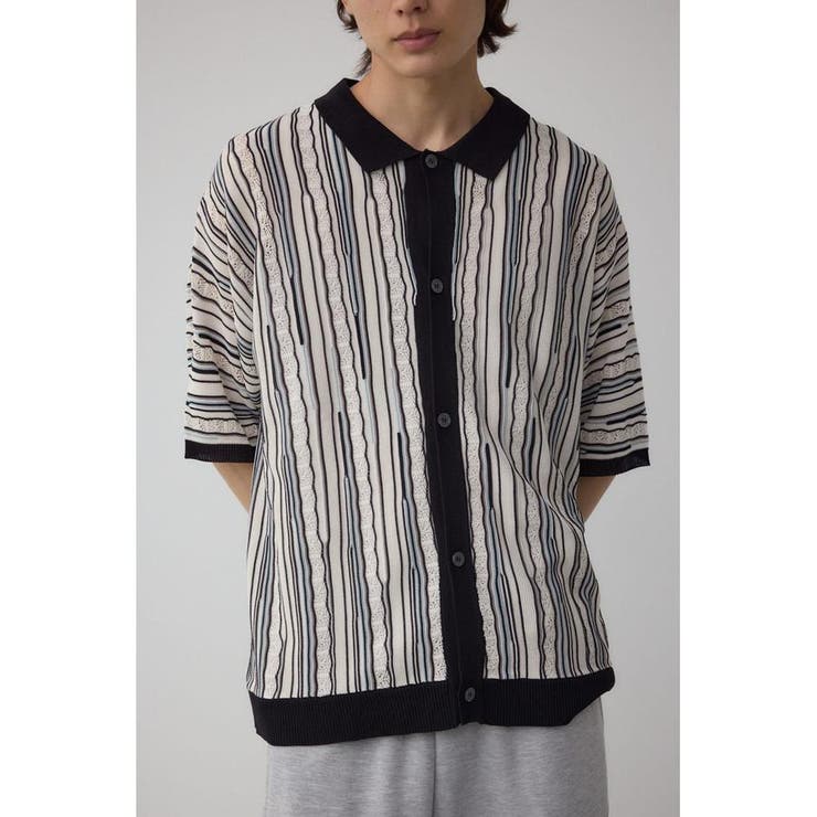 柄WHT5 | ポロ襟クージーニットトップス | AZUL BY MOUSSY