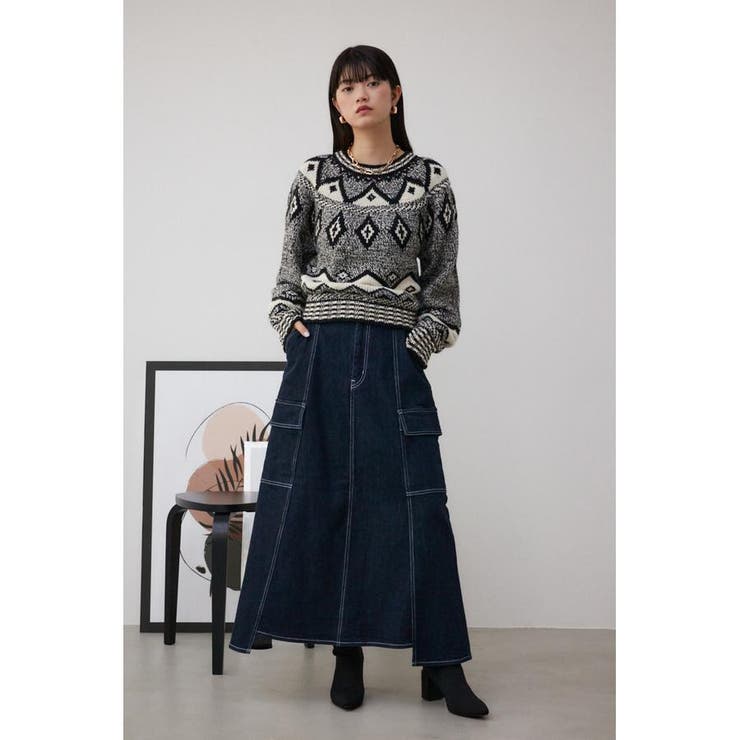 キュウシン柄ニット | AZUL BY MOUSSY | 詳細画像3 