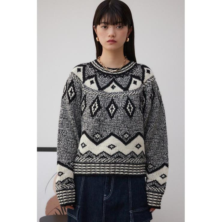 キュウシン柄ニット | AZUL BY MOUSSY | 詳細画像4 