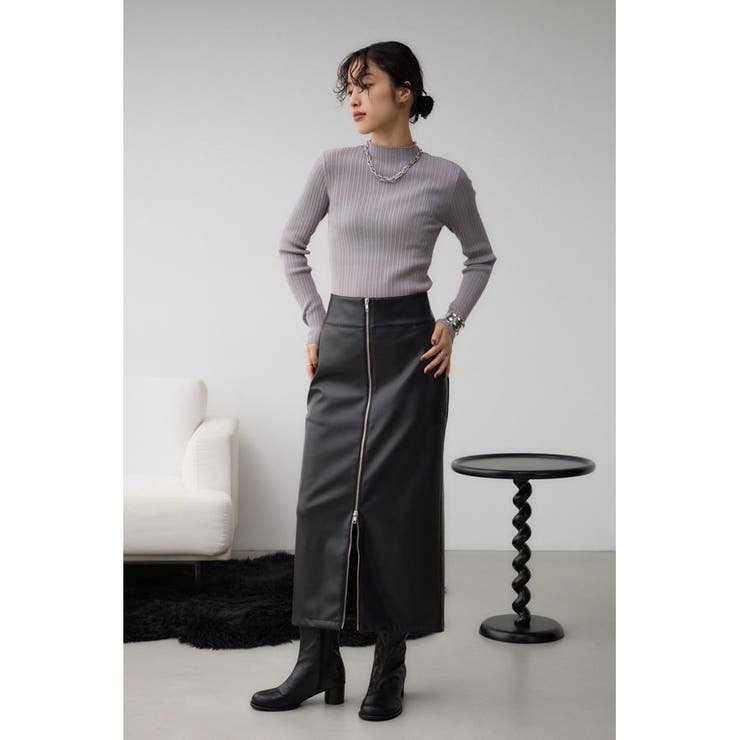 フェイクレザーZIPタイトスカート | AZUL BY MOUSSY | 詳細画像4 