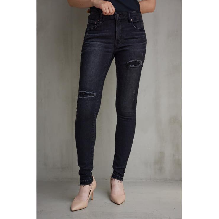 L/BLK1 | AZUL DENIM/15TH リペアスキニーデニム | AZUL BY MOUSSY