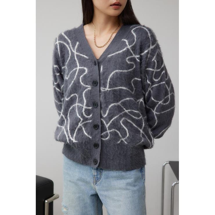 柄GRY5 | ライン柄ニットカーディガン | AZUL BY MOUSSY