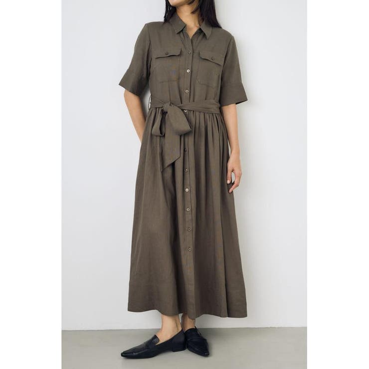リネンベルテッドフレアボタンワンピース | AZUL BY MOUSSY | 詳細画像23 
