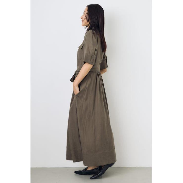 リネンベルテッドフレアボタンワンピース | AZUL BY MOUSSY | 詳細画像24 