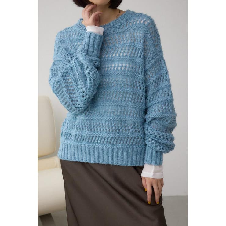 BLU | メッシュボーダーインナーセットニット | AZUL BY MOUSSY